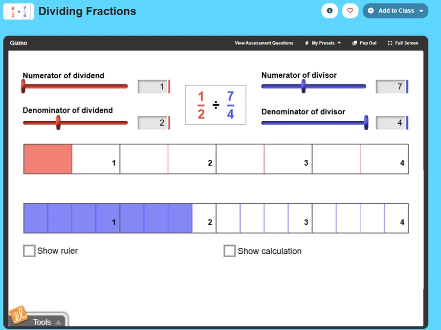 Dividing Fractions Gizmo