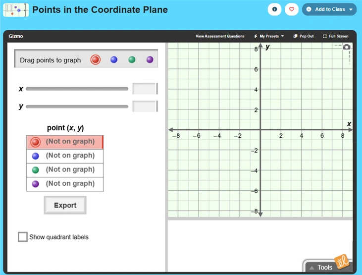 Points in the Coordinate Plane Gizmo