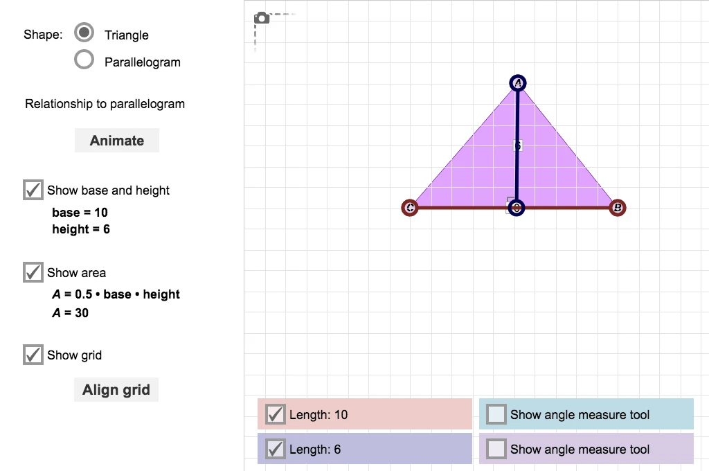 Area of Triangles Gizmo