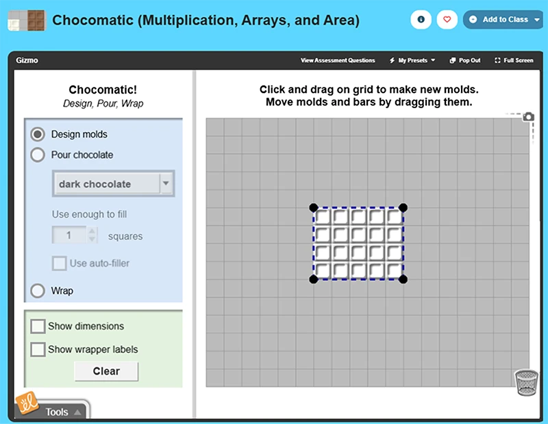 Chocomatic (Multiplication, Arrays, and Area) Gizmo