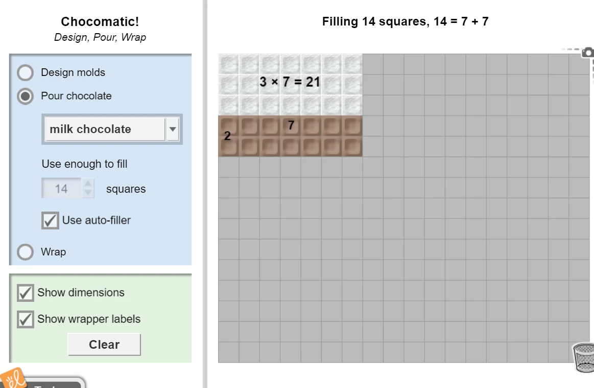 Chocomatic (Multiplication, Arrays, and Area) Gizmo
