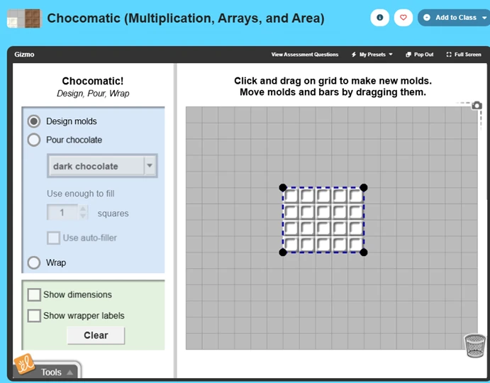 Chocomatic (Multiplication, Arrays, and Area) Gizmo