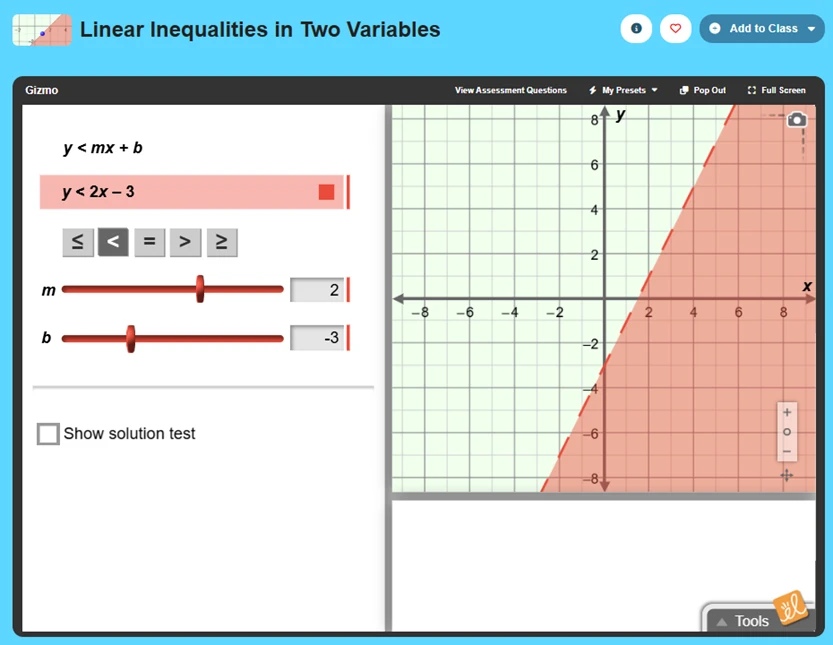 Linear Inequalities in Two Variables Gizmo