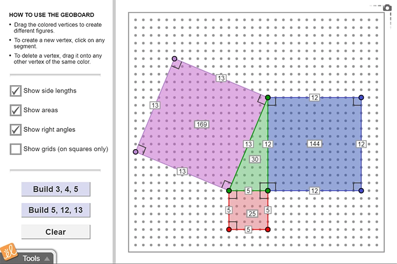 Pythagorean Theorem with a Geoboard Gizmo