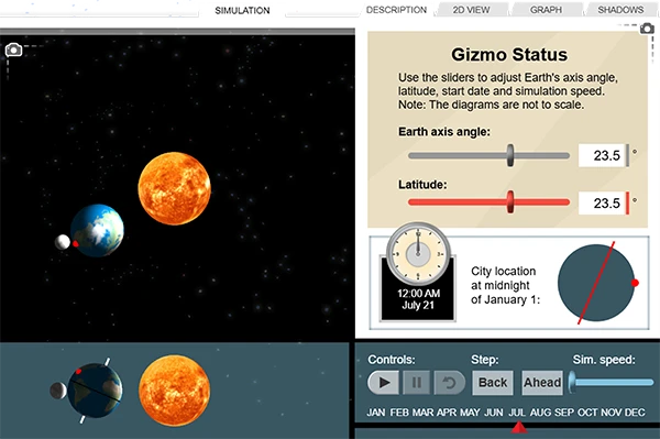 Seasons: Earth, Moon, and Sun Gizmo