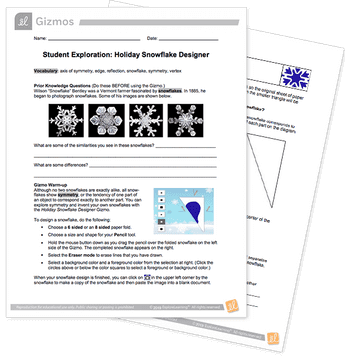 Holiday Snowflake Designer Gizmo Exloration Sheet