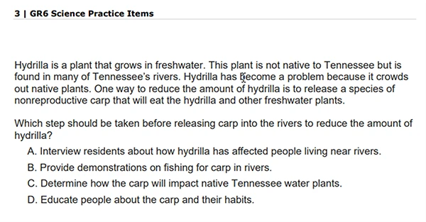6th Grade Science Question